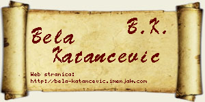 Bela Katančević vizit kartica